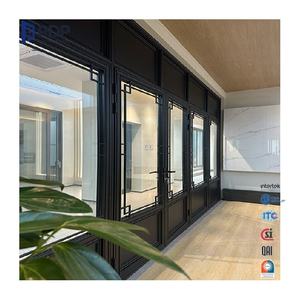 Puerta <span class=keywords><strong>de</strong></span> Doble Hoja con Rejilla <span class=keywords><strong>de</strong></span> <span class=keywords><strong>Aluminio</strong></span> y Doble Vidrio, Estilo Chino Único, Diseño Antiguo, <span class=keywords><strong>Precio</strong></span> <span class=keywords><strong>de</strong></span> Fábrica PDP, para Supermercado - Product Image 3