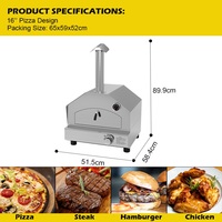 Four à pizza au gaz 16 pouces en acier inoxydable multifonctionnel pour l'extérieur avec cheminée et thermomètre pour les fêtes