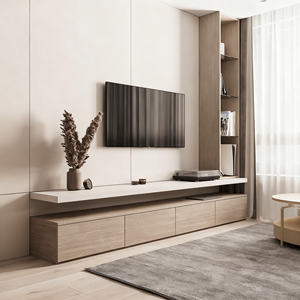 Meuble TV BLOM personnalisable en bois massif de haute qualité avec éclairage LED intégré et étagère ouverte, meilleur prix, support TV - Product Image 3