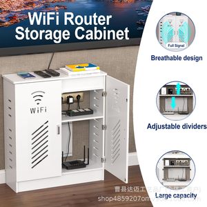 Caja de Almacenamiento para Router WiFi de Madera, de Doble Capa, con Gestión de Cables, Mueble para Sala de Estar, Color Blanco - Product Image 5