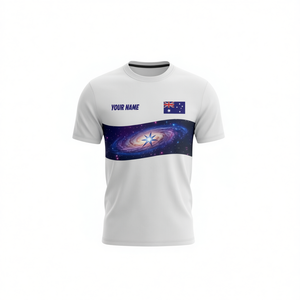 T-shirt personalizzata per il Giorno dell'Australia con stampa bandiera australiana e galassia, croce del sud, girocollo unisex, manica corta, abbigliamento promozionale per adulti - Product Image 2