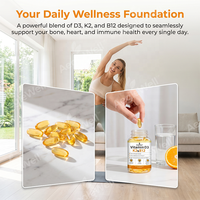 OEM AegleWell Vitamine D3 K2 B12 Gélules Molles Formule Triple Concentration avec Huile de Coco Soutien Osseux, Cardiaque et Immunitaire Complément Quotidien