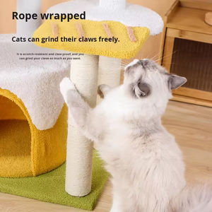 Arbre à chat pliable super haut moderne, grand lit pour chat, griffoir, structure d'escalade pour chat, durable, confortable, en peluche et lin, en carton - Product Image 3