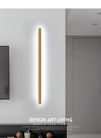 Applique murale LED linéaire nordique en fer doré, lampe longue 60cm 80cm 100cm 120cm, CRI90, dimmable, pour fond TV et escalier
