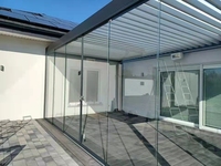Système de porte coulissante de balcon, en verre trempé sans cadre, pour l'extérieur, Commercial, 1 pièce