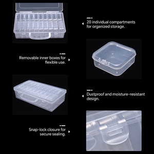20-Grid Individual Dustproof Jewelry Organizer <b>Box</b> Multifunction Plastic Square Nail <b>Tools</b> <b>Storage</b> <b>Box</b> for Nail Art Accessories - Product Image 2
