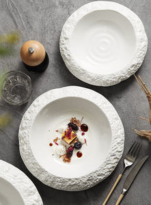 Assiette en céramique à affichage plat 12/14 pouces vaisselle d'hôtel porcelaine blanche grande assiette affichage de gâteau panneau de support haut - Product Image 5