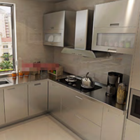 Armoire de cuisine Prima personnalisée en acier inoxydable de style minimaliste, rangement robuste pour la rénovation de la maison et les projets de cuisine hôtelière