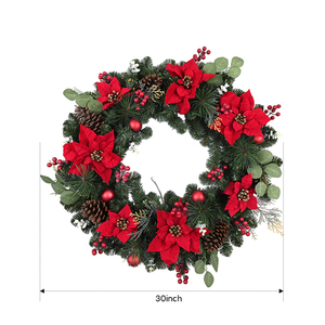 Nouvelle Arrivée Couronne de Noël Artificielle Personnalisée aux Baies Rouges 30 Pouces Couronne de Noël Ronde Décoration de Noël - Product Image 2