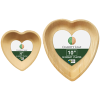 Lot Saint-Valentin - Assiettes en feuilles de palmier naturelles en forme de cœur (6 et 10 pièces), fabriquées à la main en Inde rurale, 100 % compostables, sans ablation d'arbres