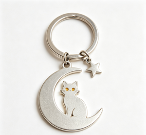 Zinc Alloy <b>Cat</b> Moon Star Keychain Metal Key <b>Ring</b> Custom Promotional Souvenir Gift - Product Image 4