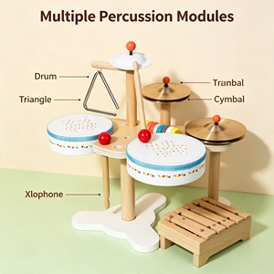 Juguete Sensorial Montessori de Madera <span class=keywords><strong>para</strong></span> Niños en Edad Preescolar, Juego de Percusión de 8 Piezas con 6 Tambores, Gran Venta - Product Image 3