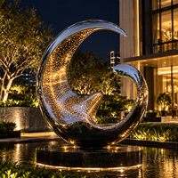 Sculpture lumineuse perforée en acier inoxydable sur mesure, finition miroir, pour jardin, place publique, hôtel, villa, décoration extérieure durable, directement de l'usine