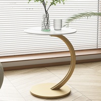 Table basse, table d'appoint de canapé, mini table artistique mobile en dalle de roche, mobilier de luxe léger pour salon et balcon