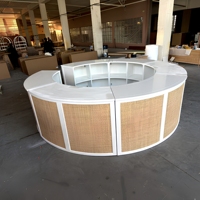 Nouveau comptoir de bar pliant rond en bois massif naturel, design nordique, pour événements et locations