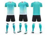 Ensemble de vêtements de sport pour club de football masculin personnalisé, maillot de football respirant bleu et blanc avec short, nom et logo d'équipe personnalisés