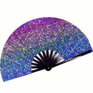 Logo Printed 13-Inch Plastic <b>Hand</b> Fan Kung Fu & Gay Pride Folding Fans Feng Shui Style for Festivals & Parties with Bags - Product Image 4
