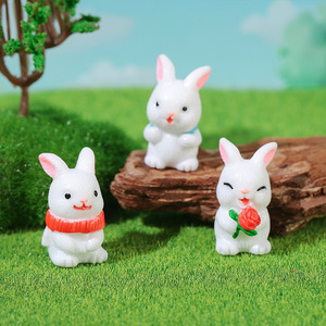 Ensemble de figurines d'animaux mignons en forme de lapin de dessin animé, décoration miniature pour jardin, intérieur, extérieur, table - Product Image 2