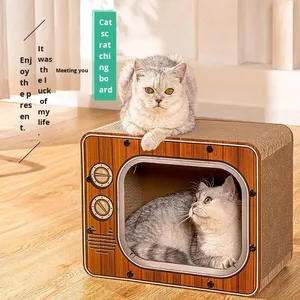 Poteaux à gratter pour chats classiques et créatifs, <span class=keywords><strong>cube</strong></span>, quatre saisons, maison universelle pour chats, résistant à l'usure, résistant aux griffes, papier ondulé - Product Image 2