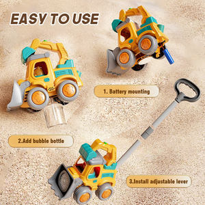 Machine à bulles électrique automatique pour tout-petits Excavator Poussette Walker Truck Toy avec solution de <span class=keywords><strong>savon</strong></span> d'extérieur Matière plastique - Product Image 6