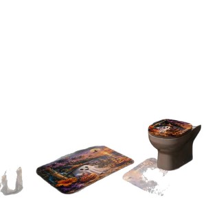 Cortina de Ducha de Poliéster con Diseño de Calabaza Fantasma de Playa Morada, Cortina de Baño con Impresión Digital Personalizada, Impermeable, Venta al por Mayor, Moderna - Product Image 3