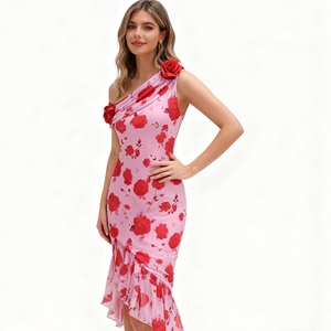 Nouvelles robes sexy pour femmes, à épaules dénudées, à volants floraux, tendance - Product Image 5