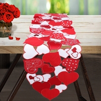 OWENIE décoration de la maison saint-valentin, fleur d'amour, drapeau de table rouge, chemin de table brodé