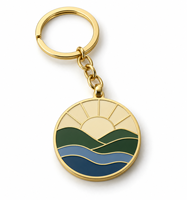 Porte-clés en alliage de zinc avec emblème paysager de lever de soleil personnalisé de qualité supérieure, logo personnalisé, vente en gros, fabricant OEM, porte-clés en métal
