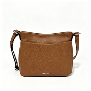 <b>Soft</b> Tan Genuine <b>Leather</b> Crossbody Bag Front Slip Pocket Back Zipper Pocket Casual Women Handbag - Product Image 1