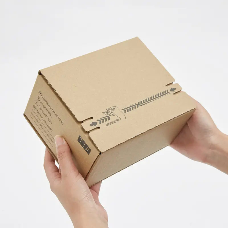 Caja de embalaje de papel corrugado, pegamento de nuevo diseño, venta al por mayor, fácil de rasgar