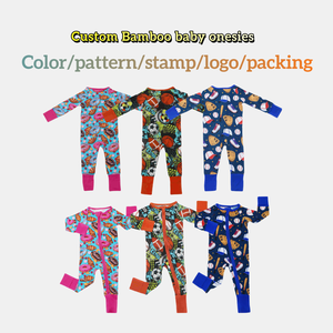 Venta al por mayor de ropa de bebé con pies de bambú para niños pequeños Fabricantes de ropa personalizada Mameluco de bambú Little Sleepers - Product Image 2