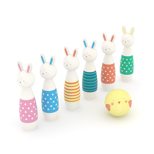 Jeu de quilles en bois <span class=keywords><strong>pour</strong></span> enfants, jeu éducatif <span class=keywords><strong>pour</strong></span> enfants, jeu de quilles en bois de dessin animé <span class=keywords><strong>pour</strong></span> enfants, jeu de plein air, jouet de Pâques - Product Image 1