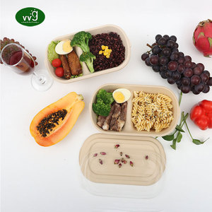 Contenitore per Alimenti <span class=keywords><strong>da</strong></span> <span class=keywords><strong>Asporto</strong></span> VVG a 2 Scomparti, Biodegradabile e Compostabile, in Polpa di Bambù con Coperchi - Product Image 3