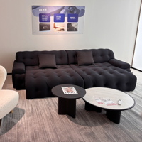Canapé d'angle en tissu gris foncé moderne avec assise capitonnée, coussins profonds, garnissage en éponge, écologique, pour appartement/hôtel