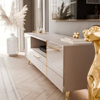 Meuble TV et Table Basse Modulaires de Luxe Scandiniens Modernes Minimalistes Brillants Certifiés FSC, Personnalisables OEM pour Salon