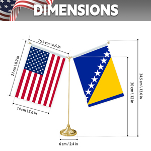 Bandera de Mesa en Forma de <span class=keywords><strong>Y</strong></span> con Base de Metal para Decoraciones de Mini Banderas Personalizables (Bandera de los Estados Unidos <span class=keywords><strong>y</strong></span> Bandera de <span class=keywords><strong>Bosnia</strong></span> <span class=keywords><strong>y</strong></span> Herzegovina) - Product Image 2