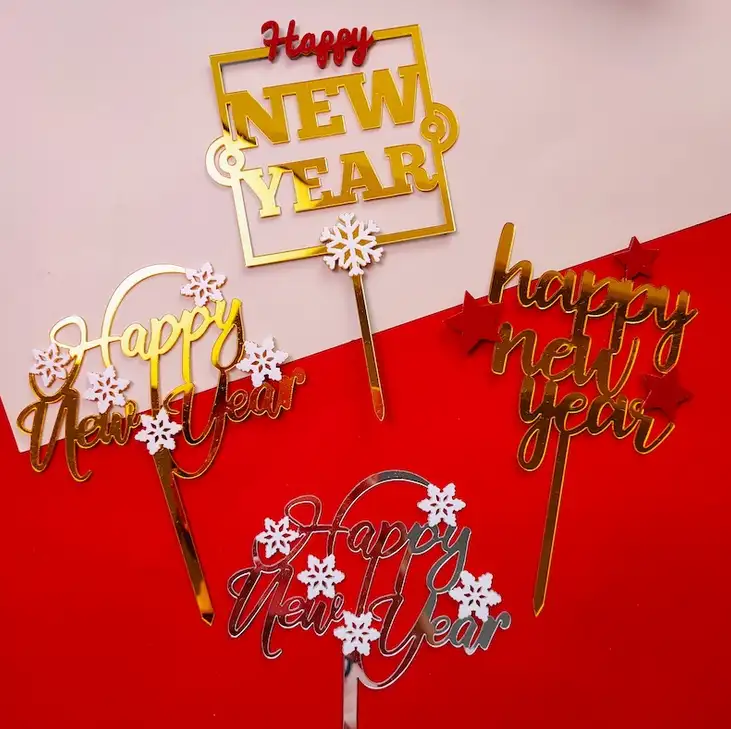 2022 happy new year letter acrylic cake topper cupcake dessert decorating