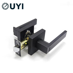 Entry <strong>Lever</strong> Door Handle and Single Cylinder Deadbolt Lock and Key Slim Square <strong>Locking</strong> <strong>Lever</strong> Handle Set - Product Image 1