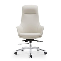 Chaise de bureau ergonomique à dossier haut, pivotante et réglable, en cuir véritable blanc, design moderne pour la maison, le bureau ou l'hôpital