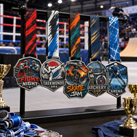 Médailles de sport personnalisées en alliage de zinc 3D, boxe, taekwondo, fitness, skateboard, tir à l'arc, hockey sur glace, avec ruban imprimé