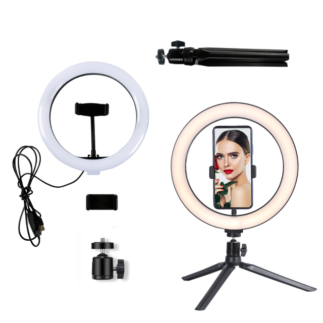 Small Tik Tok Tripod Stand Make up Selfie Mobile Phone Holder 26cm Led Ring Light