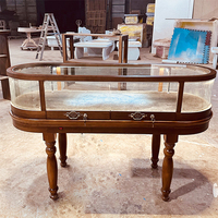 Vitrine de présentation de bijoux en bois massif et verre de style européen avec éclairage LED, vitrine d'exposition de musée écologique
