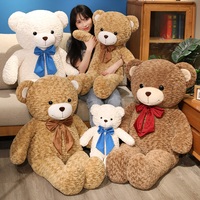 Teddybär-Plüschtier in Verschiedenen Größen mit Lockigem Fell und Fliege, Gefüllter Bär für Sofa- und Schlafzimmerdekoration, Kindergeburtstags- und Valentinstagsgeschenk