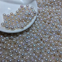 Perles d'eau douce naturelles Akoya de 5-6 6-7 7-8 mm, presque rondes, perles en vrac semi-finies, perles à haute brillance, vente en gros de perles