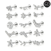 Valentines Gift Fine Stud Earrings Wholesale Cubic Zircon Fashion Stud G23 Titanium Body Piercing Jewelry Nose Rings for Women