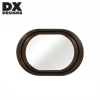 Miroir mural ovale superposé en bois DX Designs, fait main, robuste, finition bronze antique, décoration rustique pour chambre à coucher et salon