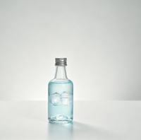 Botol Minuman Keras Mini dari Kaca Bening dengan Tutup Sekrup, Botol Kemasan Minuman Bulat Kecil untuk Minuman Keras, Jus