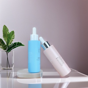 Emballage cosmétique de luxe 20ml 30ml 40ml 50ml 60ml 2oz Bouteille de sérum en verre givré beige rose violet bleu personnalisée avec compte-gouttes - Product Image 1