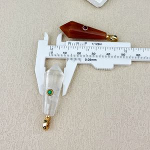 Vente directe usine – Pendentif <span class=keywords><strong>pendule</strong></span> en cristal de pierre précieuse naturelle, cône hexagonal, opale, quartz rose pour femme, bijoux de différentes couleurs - Product Image 2