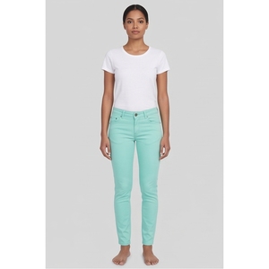 Jean en denim vert menthe taille haute coupe skinny pour femme, longueur intégrale, couleur unie, mignon, décontracté, été, respirant, tissu en coton léger - Product Image 1
